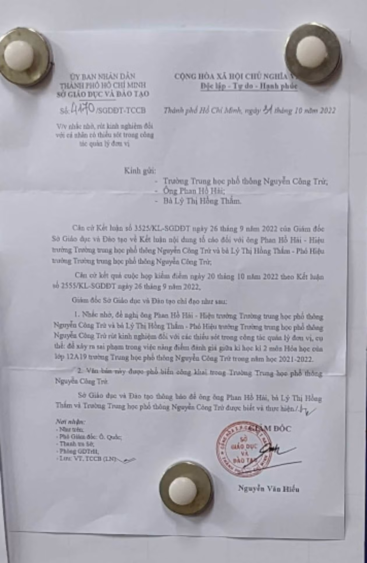 Văn bản 4170 do Giám đốc Sở Giáo dục và Đào tạo Thành phố Hồ Chí Minh ký ngày 31/10 (ảnh: CTV) Văn bản 4170 do Giám đốc Sở Giáo dục và Đào tạo Thành phố Hồ Chí Minh ký ngày 31/10 (ảnh: CTV)