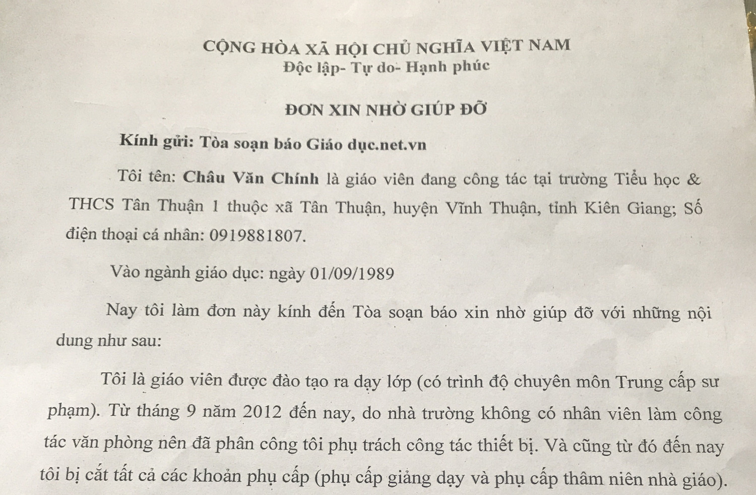 Huyện Vĩnh Thuận không chỉ có 1 nhà giáo phải “nước mắt chan cơm”