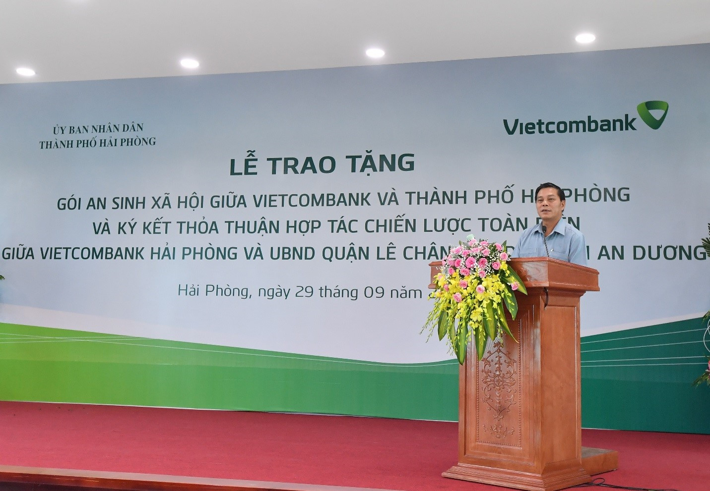 Ông Nguyễn Văn Tùng - Phó Bí thư Thành ủy, Chủ tịch Ủy ban Nhân dân thành phố Hải Phòng phát biểu tại sự kiện