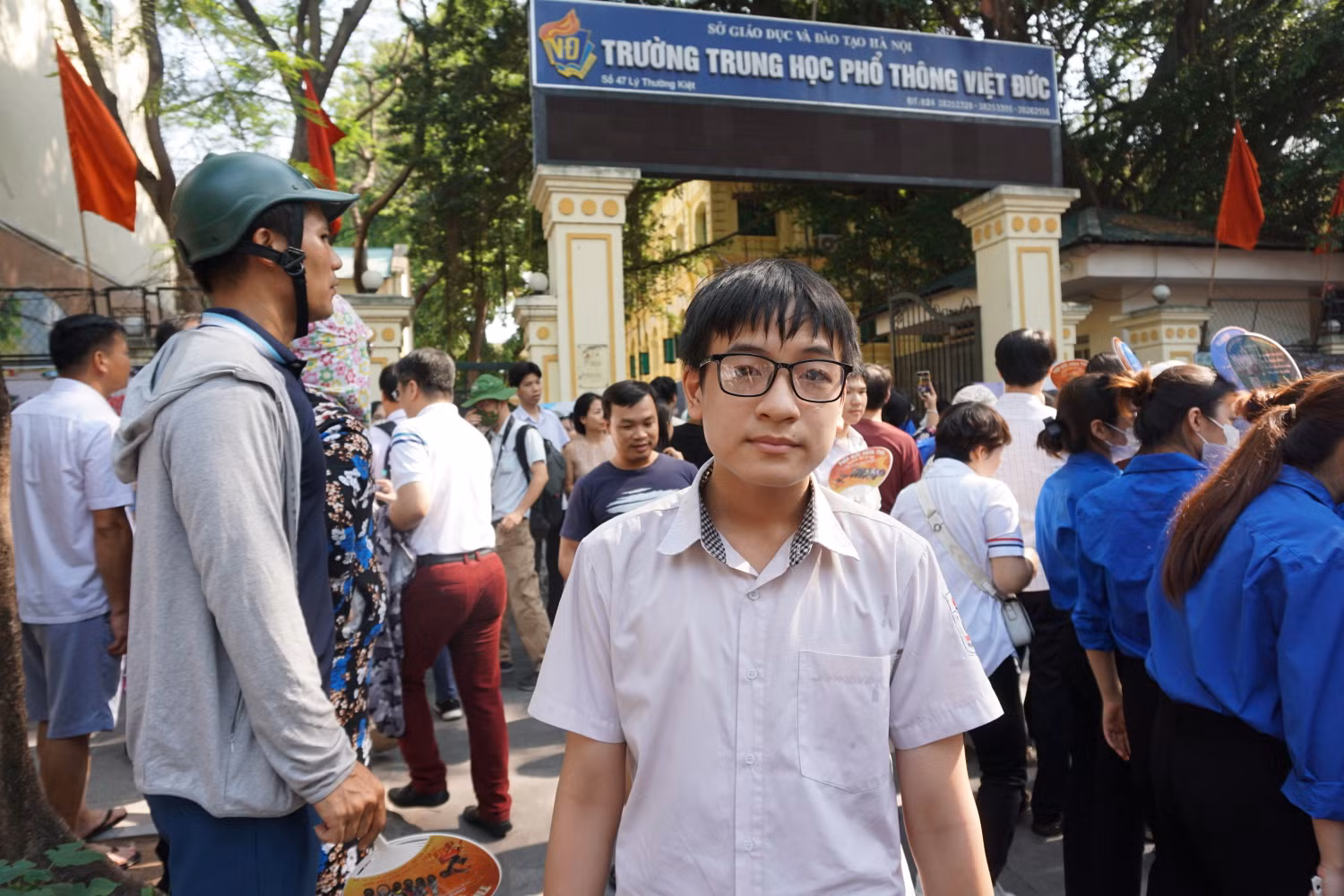 Học sinh Nguyễn Đức Dương đánh giá đề thi vừa sức mình. Ảnh: Phạm Minh