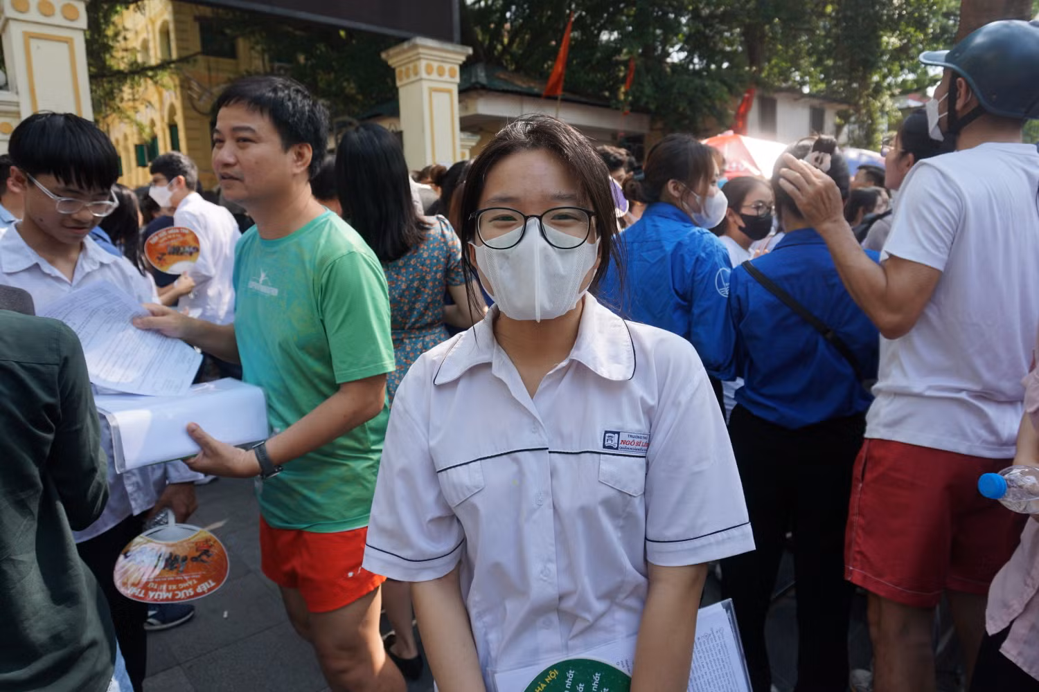 Lê Hoàng Thanh An thở phào nhẹ nhõm sau môn thi thứ hai.