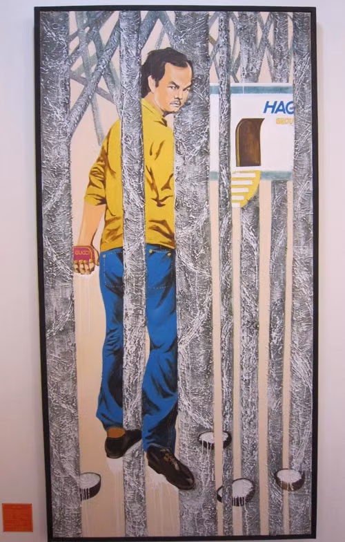 Chân dung của bầu Đức qua tác phẩm "Tranh để làm gì" – do họa sĩ Đỗ Hiệp sáng tác. Trị giá: Một tháng lương của cầu thủ Kiatisak.