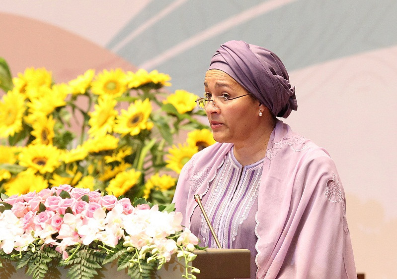 Bà Amina J.Mohammed - Cố vấn đặc biệt của Tổng thư ký Liên Hợp Quốc tại IPU - 132. ảnh: ipu việt nam. Bà Amina J.Mohammed - Cố vấn đặc biệt của Tổng thư ký Liên Hợp Quốc tại IPU - 132. ảnh: ipu việt nam.