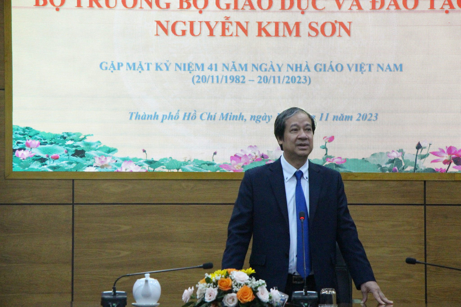 Bộ trưởng Nguyễn Kim Sơn phát biểu tại buổi gặp gỡ (ảnh: V.D)