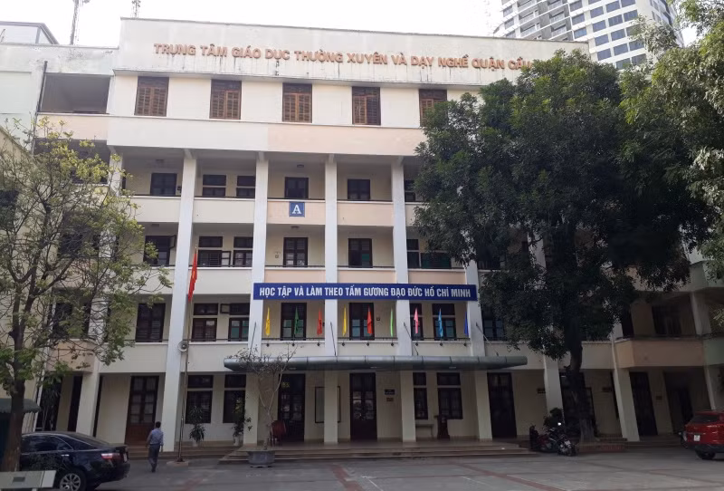 Trung tâm giáo dục thường xuyên và dạy nghề Cầu Giấy, địa chỉ số 2 ngõ 233 đường Xuân Thủy, Cầu Giấy, Hà Nội. Ảnh (NTV)
