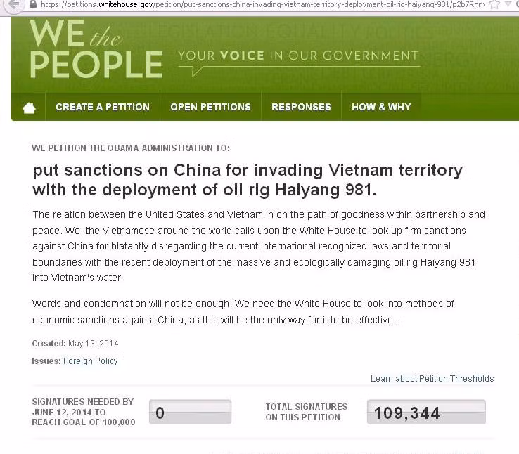 Bản kiến nghị đã vượt quá 100 000 chữ ký. Bản kiến nghị đã vượt quá 100 000 chữ ký.