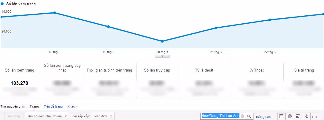 Chỉ số Google Analytics của Đồng Thị Lan Anh.