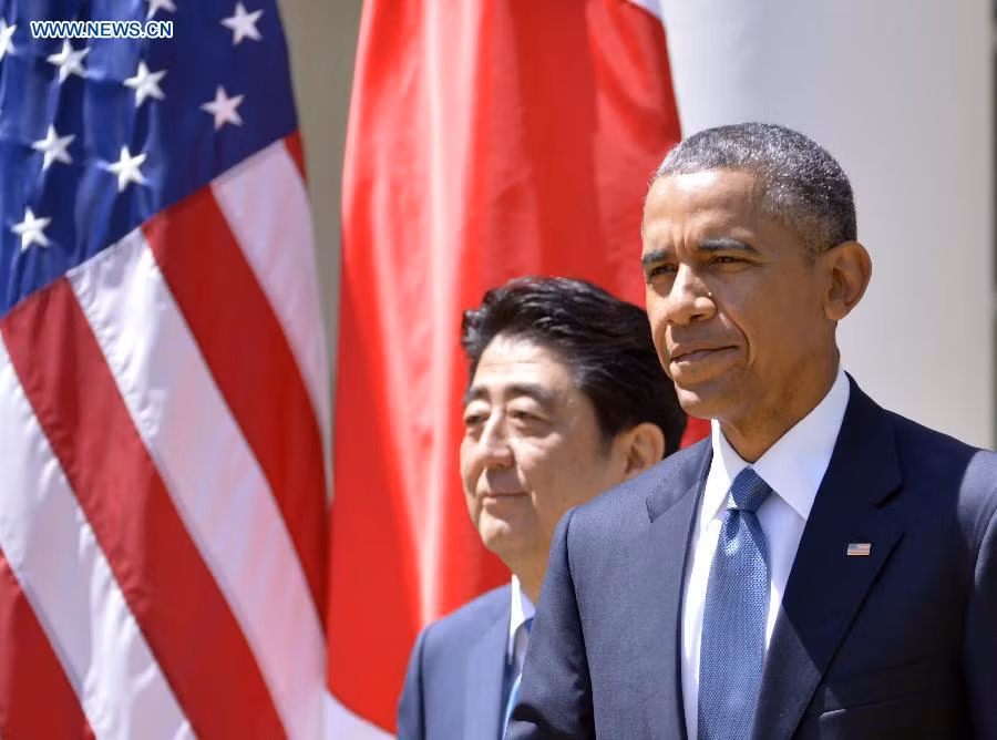 Thủ tướng Shinzo Abe và Tổng thống Barack Obama, ảnh: Tân Hoa Xã. Thủ tướng Shinzo Abe và Tổng thống Barack Obama, ảnh: Tân Hoa Xã.