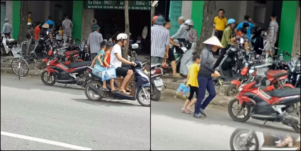 Phụ huynh tất tả đưa con đến các lớp học thêm tại thị trấn Phúc Thọ (Ảnh phụ huynh học sinh cung cấp) Phụ huynh tất tả đưa con đến các lớp học thêm tại thị trấn Phúc Thọ (Ảnh phụ huynh học sinh cung cấp)