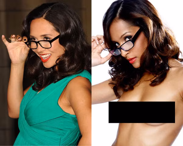 Nữ ca sĩ Myleene Klass (trái) và bản sao là một người mẫu chuyên chụp ảnh khỏa thân, Ruth Reynolds, 24 tuổi đến từ Kent (Anh). Nữ ca sĩ Myleene Klass (trái) và bản sao là một người mẫu chuyên chụp ảnh khỏa thân, Ruth Reynolds, 24 tuổi đến từ Kent (Anh).
