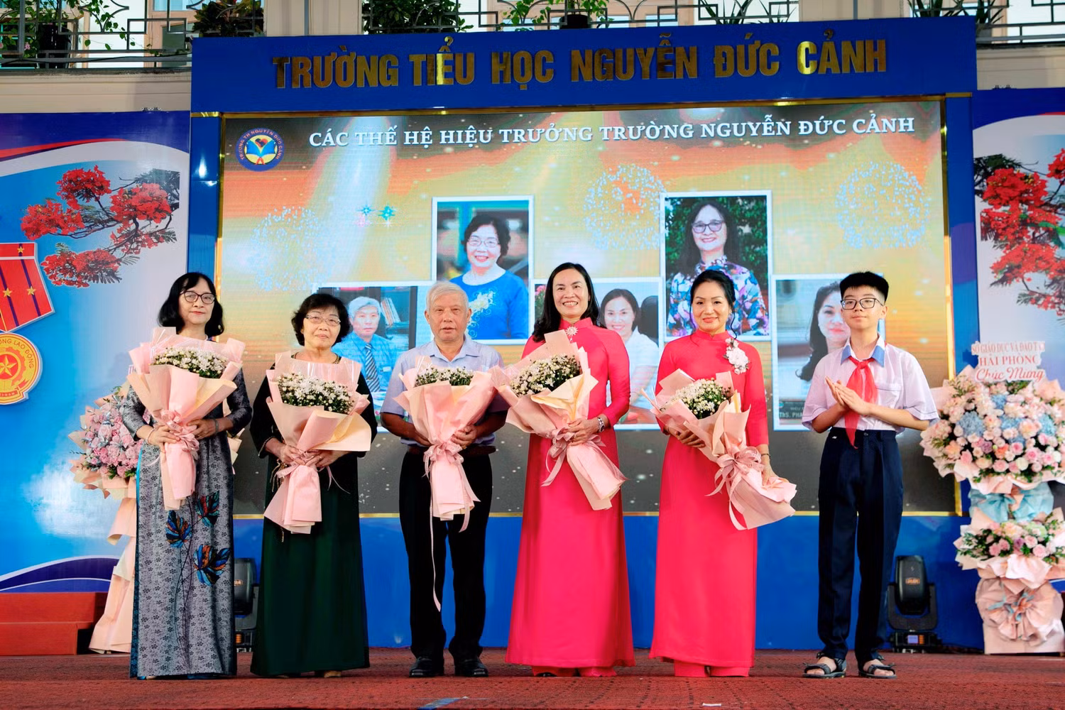 Hiệu trưởng Trường Tiểu học Nguyễn Đức Cảnh qua các thời kỳ (Ảnh: NC)
