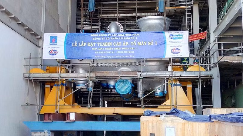 Lắp đặt thành công TUABIN cao áp và trung áp (HIP) của tổ máy số 1 Nhà máy Nhiệt điện Sông Hậu 1