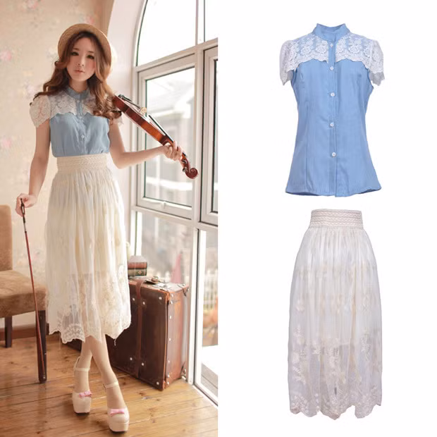 Đầy chất trữ tình với phong cách vô cùng đáng yêu này, chiếc váy ren trắng càng giúp bạn tao nhã hơn. Xem thêm: 10 bộ váy đẹp là niềm mơ ước của thiếu nữ mọi thời đại