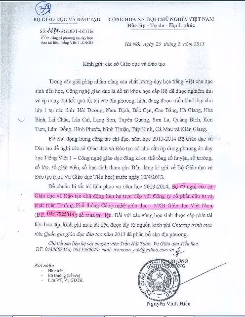 Công văn số 1181/BGDĐT - GDTH về việc đăng ký phương án dạy học theo tài liệu Tiếng Việt 1 - CNGD trên trang congnghegiaoduc.vn với dòng đánh dấu màu hồng gây chú ý. Công văn số 1181/BGDĐT - GDTH về việc đăng ký phương án dạy học theo tài liệu Tiếng Việt 1 - CNGD trên trang congnghegiaoduc.vn với dòng đánh dấu màu hồng gây chú ý.