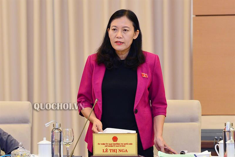 Chủ nhiệm Ủy ban Tư pháp của Quốc hội - bà Lê Thị Nga. Ảnh: Quochoi.vn Chủ nhiệm Ủy ban Tư pháp của Quốc hội - bà Lê Thị Nga. Ảnh: Quochoi.vn