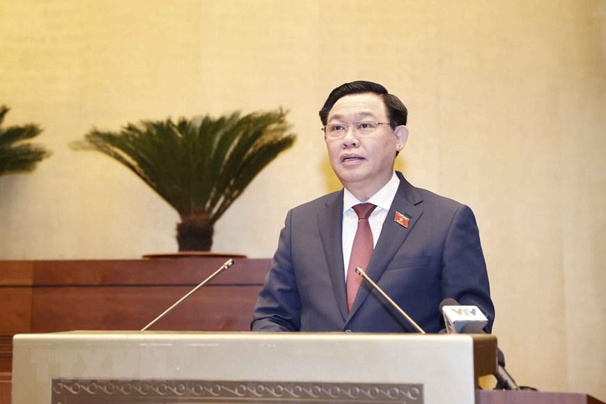 Chủ tịch Quốc hội Vương Đình Huệ phát biểu khai mạc hội nghị. (Ảnh: Doãn Tấn/TTXVN)