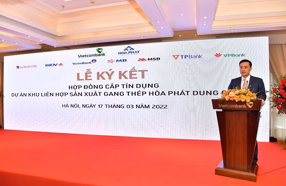 Ông Phạm Quang Dũng – Chủ tịch Hội đồng quản trị Vietcombank phát biểu tại lễ ký kết Ông Phạm Quang Dũng – Chủ tịch Hội đồng quản trị Vietcombank phát biểu tại lễ ký kết