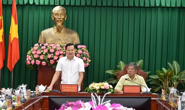 Đồng chí Lê Minh Khái, Bí thư Trung ương Đảng, Phó Thủ tướng Chính phủ, Trưởng Đoàn kiểm tra số 544 quán triệt nội dung kiểm tra. Ảnh VGP/Trần Mạnh