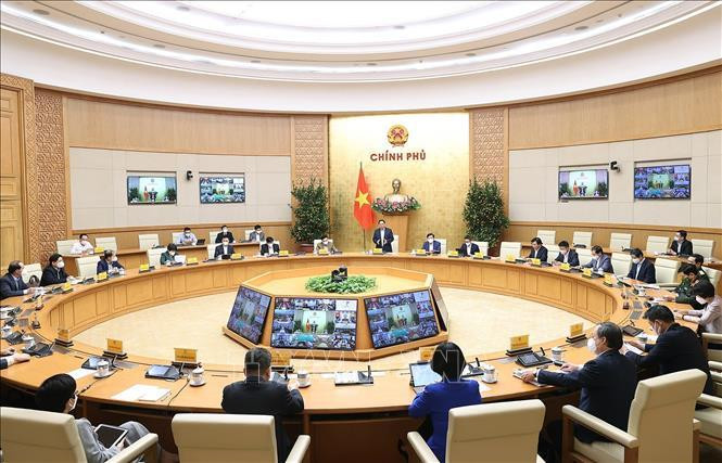 Quang cảnh cuộc họp tại điểm cầu Chính phủ. Ảnh: Dương Giang/TTXVN Quang cảnh cuộc họp tại điểm cầu Chính phủ. Ảnh: Dương Giang/TTXVN