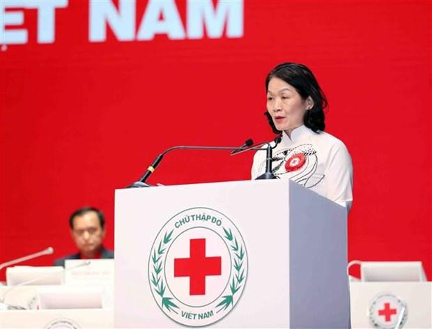 Chủ tịch Hội Chữ thập Đỏ Việt Nam Bùi Thị Hòa khóa X phát biểu tại Đại hội. (Ảnh: Thanh Tùng/TTXVN) Chủ tịch Hội Chữ thập Đỏ Việt Nam Bùi Thị Hòa khóa X phát biểu tại Đại hội. (Ảnh: Thanh Tùng/TTXVN)