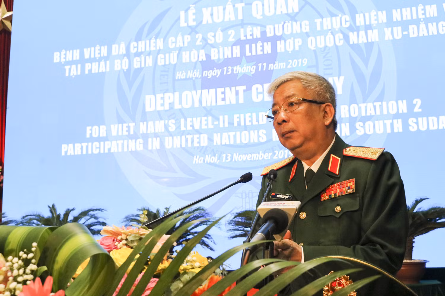 Thượng tướng Nguyễn Chí Vịnh phát biểu tại buổi lễ. Ảnh: T.Vương