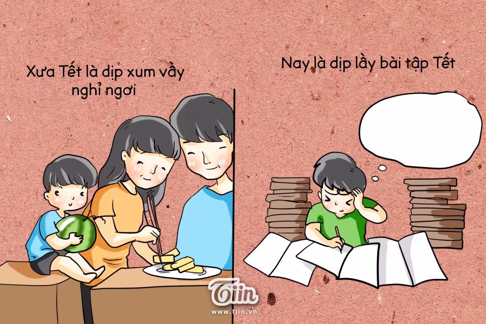 Nhiều học sinh ám ảnh về bài tập Tết. (Ảnh: Tiin.vn)