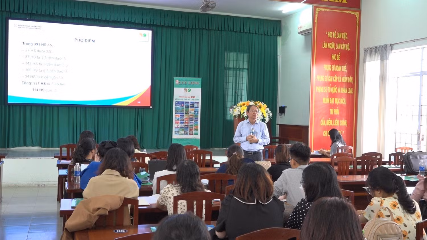 Phó giáo sư Bùi Mạnh Hùng trong một buổi tập huấn giáo viên môn Ngữ văn lớp 11 Phó giáo sư Bùi Mạnh Hùng trong một buổi tập huấn giáo viên môn Ngữ văn lớp 11