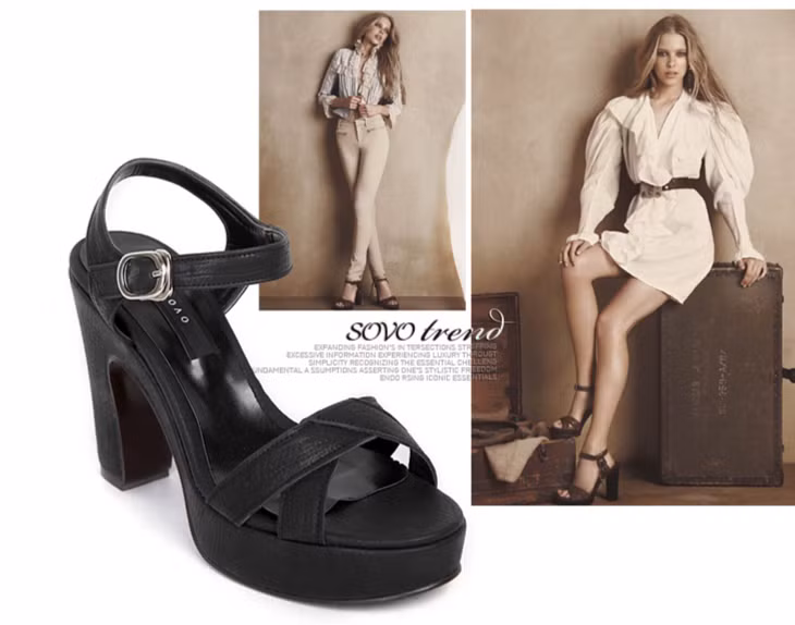 Sandal cao trước cao sau sẽ khiến bạn dễ dàng phối đồ cùng váy và quần. Xem thêm: Thời trang Sao Việt / Bật mí cách trang điểm thành mỹ nhân.