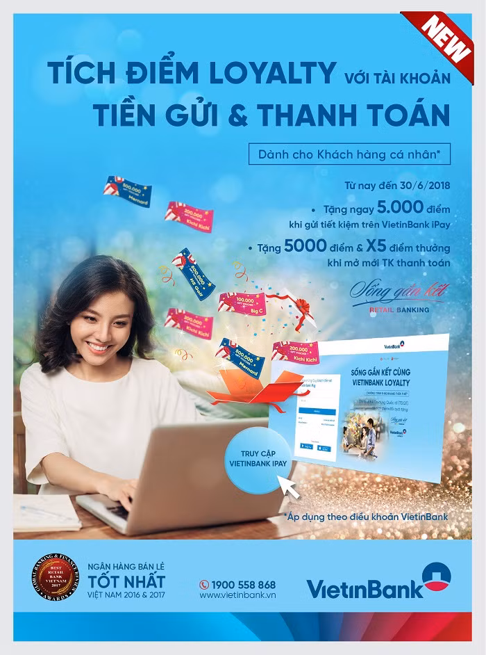 Tích điểm Loyalty với Tài khoản tiền gửi và Thanh toán.