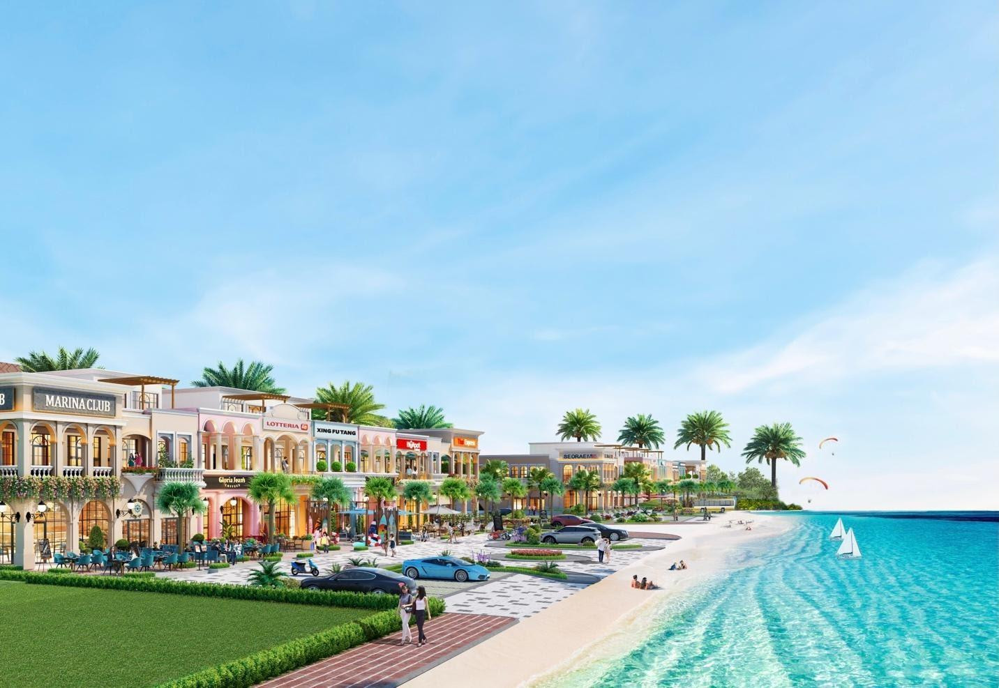 Phối cảnh shophouse biển tại NovaHills Mui Ne Resort &amp; Villas của Novaland. Các căn shophouse tại đây đã đưa vào vận hành từ tháng 04/2021 và chỉ còn một vài sản phẩm cuối cùng.