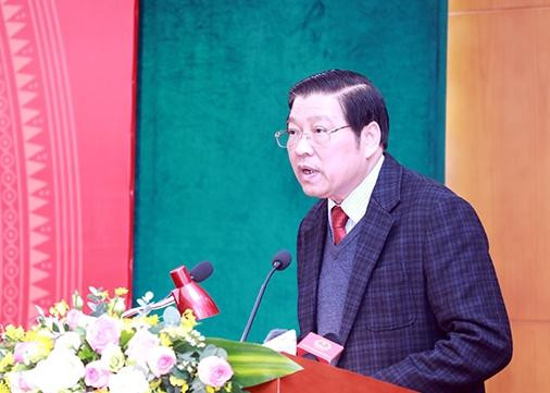 Đồng chí Phan Đình Trạc phát biểu tại hội nghị. Đồng chí Phan Đình Trạc phát biểu tại hội nghị.