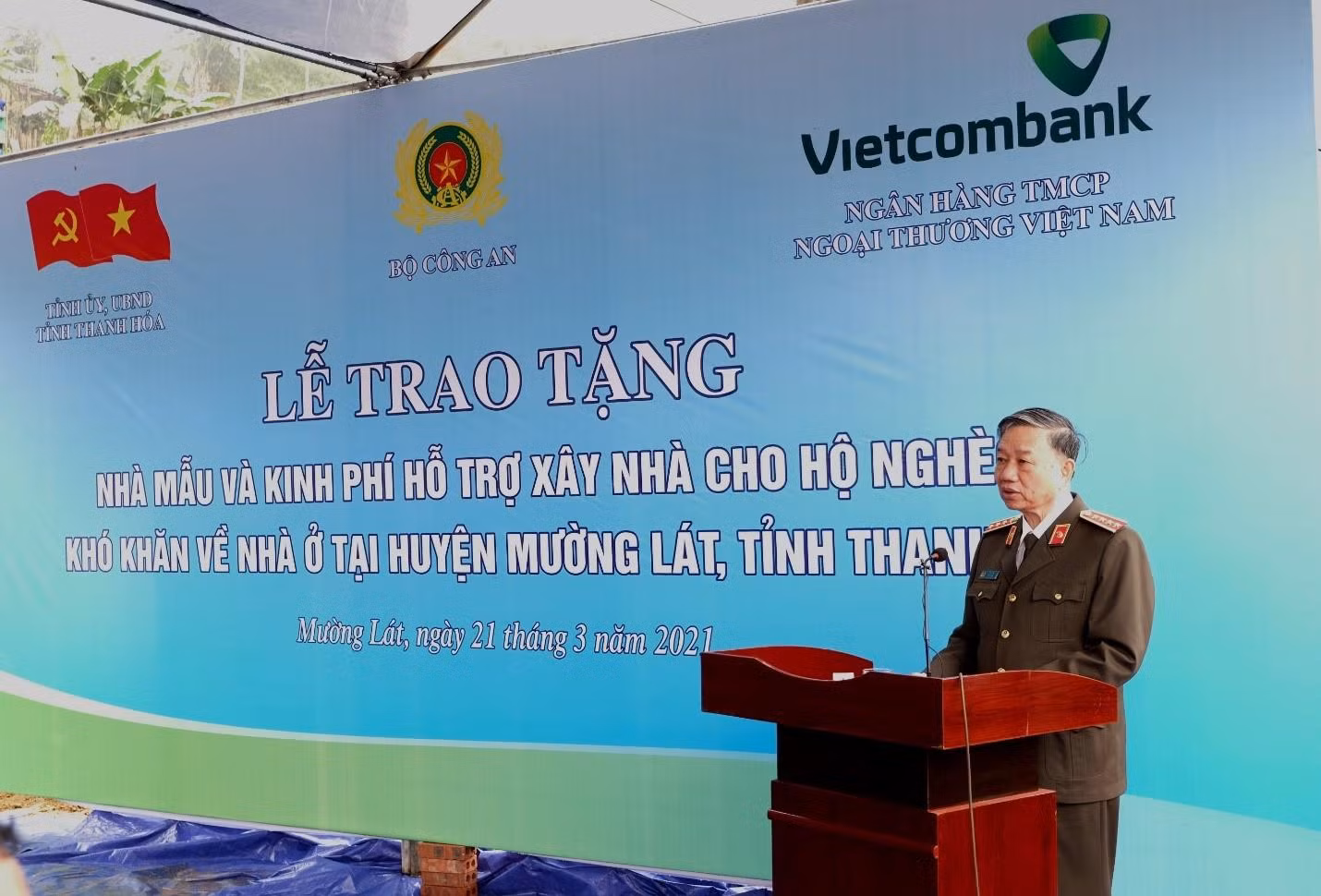 Đại tướng Tô Lâm Ủy viên Bộ Chính trị, Bộ trưởng Bộ Công an phát biểu tại buổi lễ