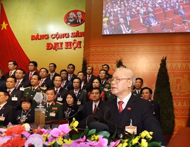 Đồng chí Nguyễn Phú Trọng, Tổng Bí thư Ban Chấp hành Trung ương Đảng khóa XIII, Chủ tịch nước Cộng hòa Xã hội Chủ nghĩa Việt Nam đọc diễn văn bế mạc Đại hội. (Ảnh: TTXVN) Đồng chí Nguyễn Phú Trọng, Tổng Bí thư Ban Chấp hành Trung ương Đảng khóa XIII, Chủ tịch nước Cộng hòa Xã hội Chủ nghĩa Việt Nam đọc diễn văn bế mạc Đại hội. (Ảnh: TTXVN)