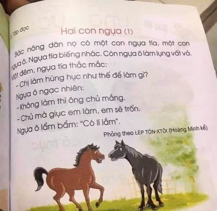 Một trong những nội dung trong sách Tiếng Việt 1 đang gây nhiều tranh cãi (ảnh: Báo Infonet)