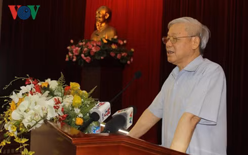 Tổng Bí thư Nguyễn Phú Trọng phát biểu kết luận Hội nghị.
