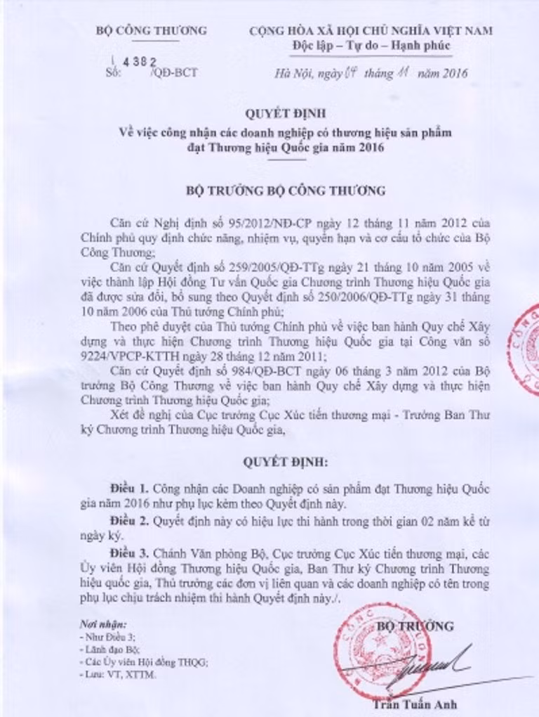 Quyết định của Bộ trưởng Bộ Công Thương Quyết định của Bộ trưởng Bộ Công Thương