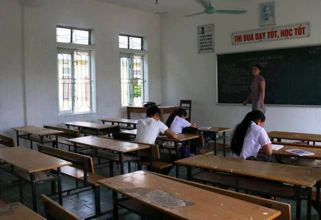 Số học sinh ở xã Kỳ Hà, thị xã Kỳ Anh (Hà Tĩnh) được quay lại trường vẫn rất ít (Ảnh: L.T)