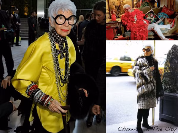 Đã 91 tuổi nhưng cụ bà tóc trắng Iris Apfel vẫn rất minh mẫn và tràn đầy sức sống với tâm hồn trẻ trung như thiếu nữ tuổi đôi mươi. Bà là một stylist, nhà thiết kế thời trang, nội thất, trang sức có tiếng tại Mỹ. Thậm chí, năm ngoái, bà còn được mời làm gương mặt đại diện cho chiến dịch quảng cáo của hãng mỹ phẩm MAC.