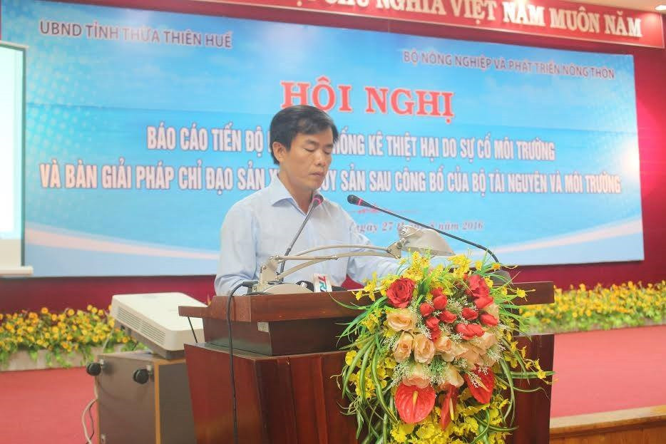 Ông Nguyễn Văn Phương – Phó Chủ tịch UBND tỉnh Thừa Thiên - Huế đưa ra ý kiến về kế hoạch hỗ trợ ngư dân bị thiệt hại do cá chết. Ảnh: B.Sương
