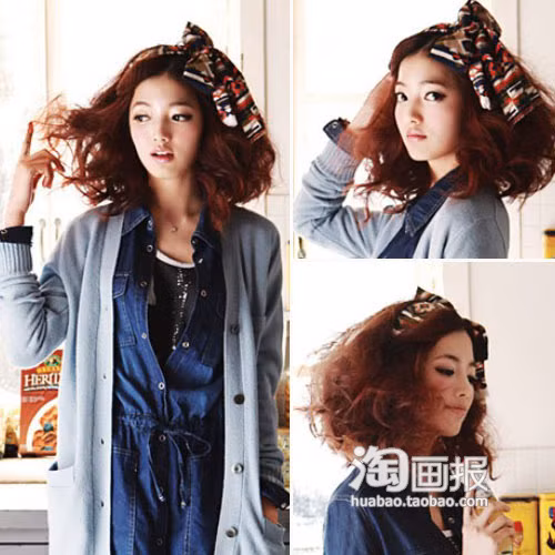 Xinh xinh, thời trang với băng đô bằng vải tự chế. (Ảnh: huabao) Xem thêm: Những mái tóc vàng óng được khát khao nhất thế giới