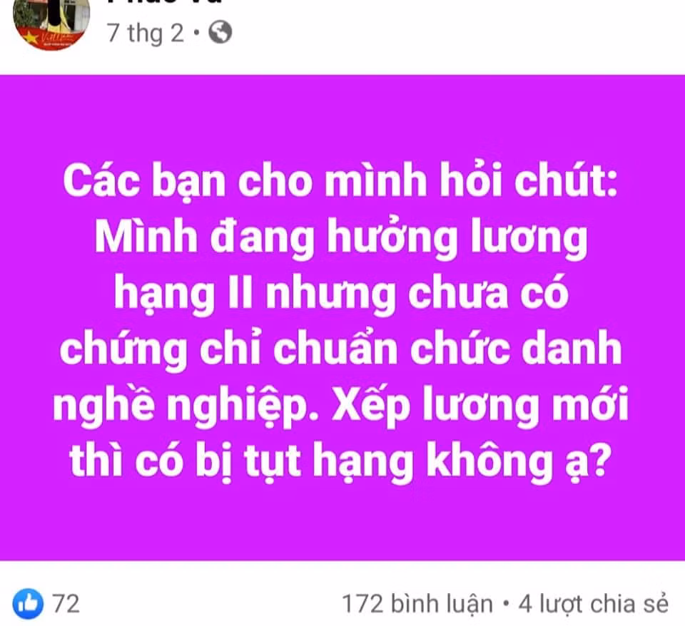 Trên các trang mạng xã hội, nhiều giáo viên đang lo lắng mình sẽ không giữ được hạng hiện có (Ảnh chụp từ màn hình: Nguyễn Cao) Trên các trang mạng xã hội, nhiều giáo viên đang lo lắng mình sẽ không giữ được hạng hiện có (Ảnh chụp từ màn hình: Nguyễn Cao)