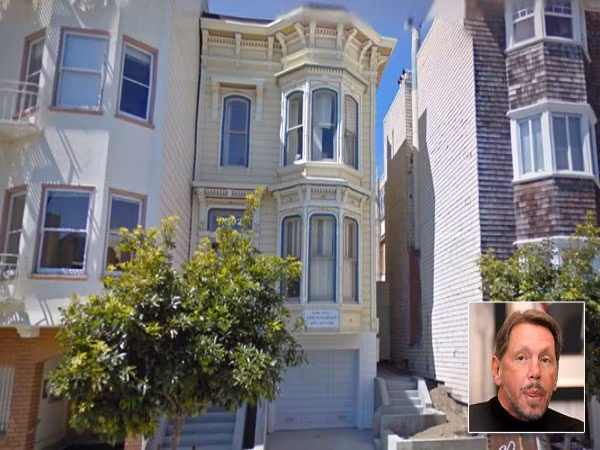 Larry Ellison mua ngôi nhà này vào năm 1988 với một tiền 3,9 triệu USD. Ngôi nhà nằm ở khu Pacific Heights (Mỹ) sang trọng, rộng hơn 900 m2, gồm 5 phòng ngủ và một tầm nhìn bao quát được vịnh San Francisco xinh đẹp. Larry Ellison mua ngôi nhà này vào năm 1988 với một tiền 3,9 triệu USD. Ngôi nhà nằm ở khu Pacific Heights (Mỹ) sang trọng, rộng hơn 900 m2, gồm 5 phòng ngủ và một tầm nhìn bao quát được vịnh San Francisco xinh đẹp.