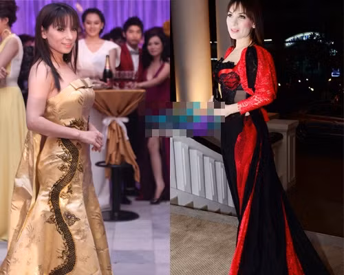 Phi Nhung cũng là một trong số mỹ nhân "mắc lỗi" trong việc lựa chọn trang phục. Những họa tiết và kiểu dáng cầu kỳ là điểm ưa thích đặc biệt của Phi Nhung. Tuy nhiên, chính điều này lại khiến chị trở thành sến sẩm. Trang phục dự tiệc cầu kỳ quá mức của Phi Nhung càng làm cho chị già và quê