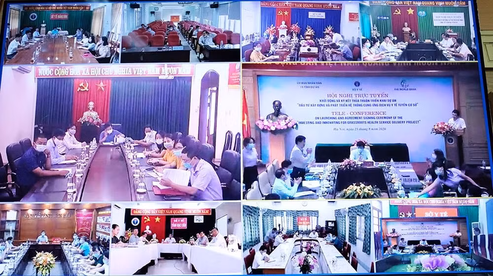 Các tỉnh tham gia hội nghị Trực tuyến. Ảnh: Bộ Y tế