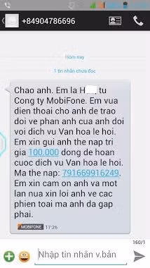 Lời xin lỗi của MobiFone kèm theo "bồi thường" thẻ cào mệnh giá 100.000 đồng cho dịch vụ tự kích hoạt trên thuê bao của ông N. Lời xin lỗi của MobiFone kèm theo "bồi thường" thẻ cào mệnh giá 100.000 đồng cho dịch vụ tự kích hoạt trên thuê bao của ông N.