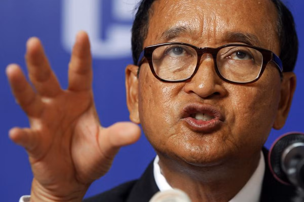 Ông Sam Rainsy, Chủ tịch đảng Cứu quốc Campuchia (CNRP).