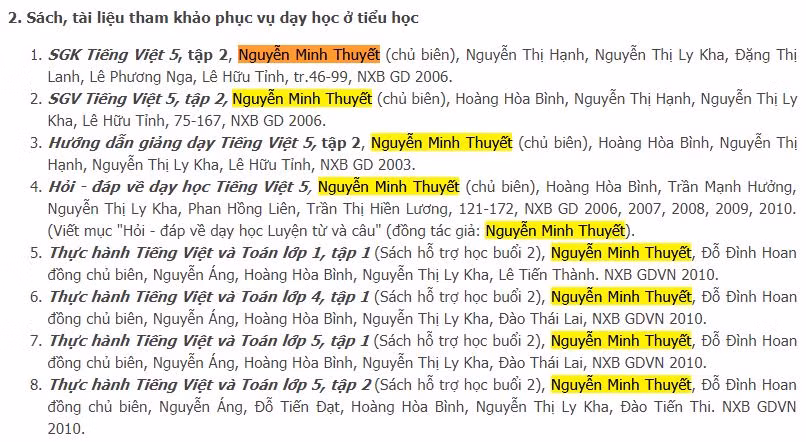 Một số đầu sách tham khảo, sách bổ trợ Giáo sư Nguyễn Minh Thuyết biên soạn. Ảnh chụp màn hình. Một số đầu sách tham khảo, sách bổ trợ Giáo sư Nguyễn Minh Thuyết biên soạn. Ảnh chụp màn hình.