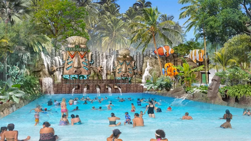 Concept hoang đảo và thổ dân tại Aquatopia Water Park.
