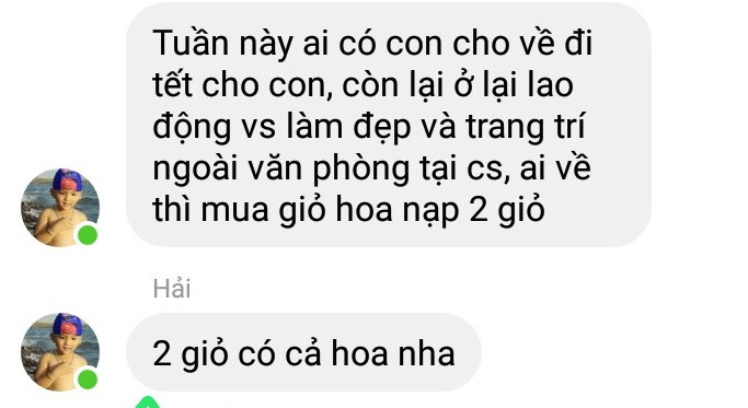 Tin nhắn của hiệu trưởng gửi cho giáo viên (Ảnh CTV)