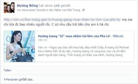 Một độc giả được cho là khách hàng của Pha Lê yêu cầu cô phải trả lại tiền vì bán hàng fake.